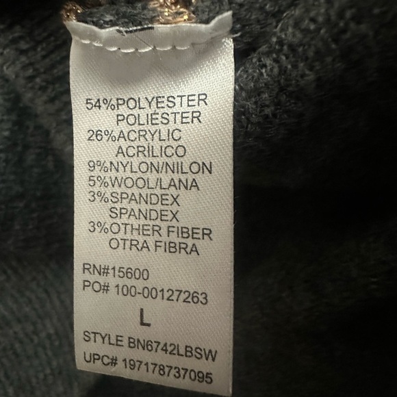 Democracy Metallic Stripe V Neck Sweater Size Large Gray Rose Gold - Picture 6 of 7